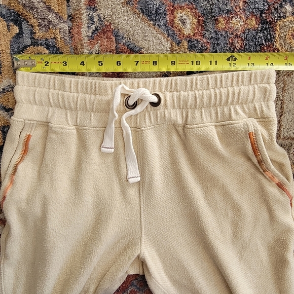 Faherty Womens Jogger Sweatpants Small Cream With Orange Accents Drawstring Cozy - Picture 9 of 9